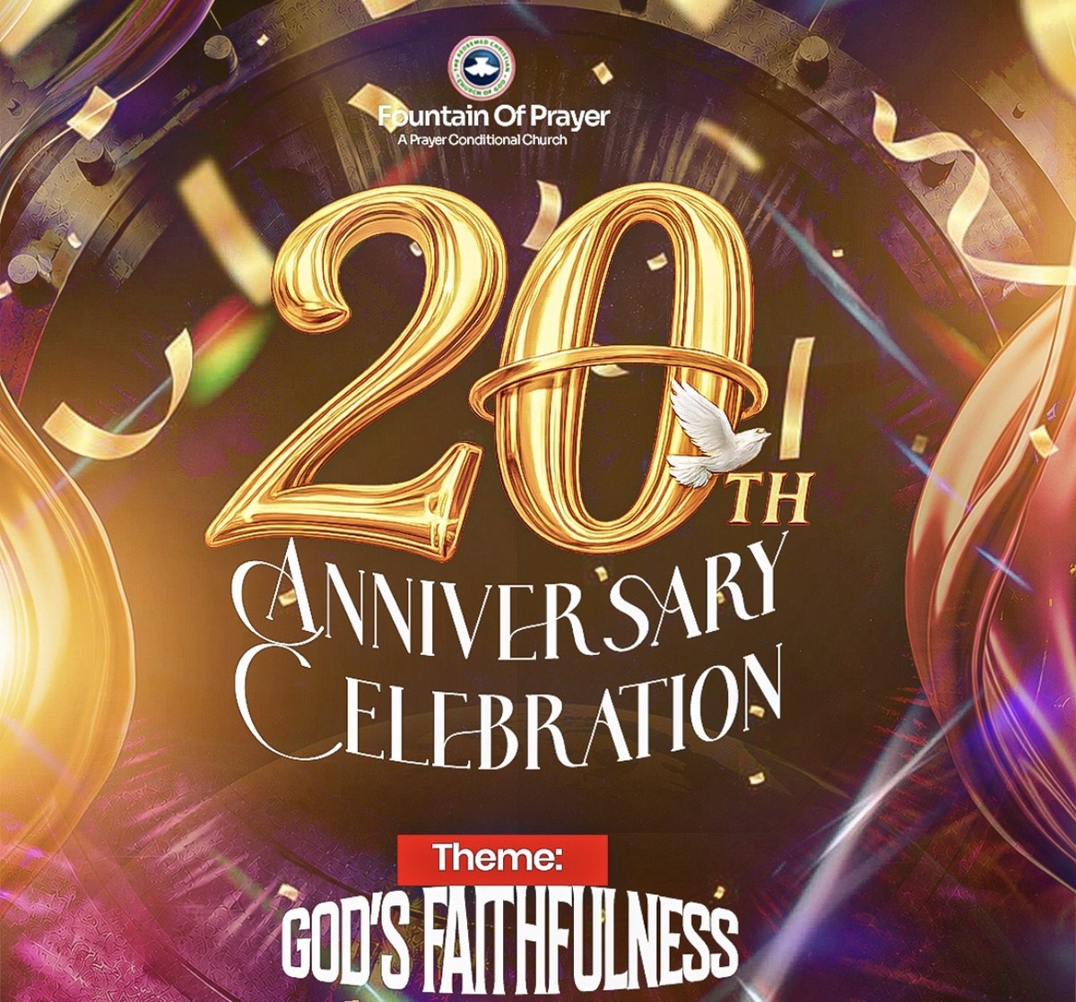 20th Anniversary Celebration flier — Theme: God's Faithfulness